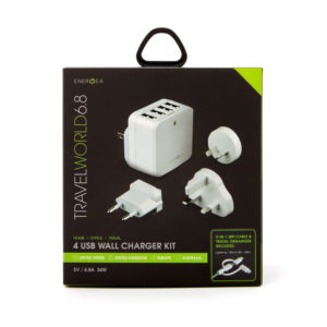 ENERGEA TravelWorld 6.8A Wall Charger Kit (4 USB Port + 3-in-1 Cable)