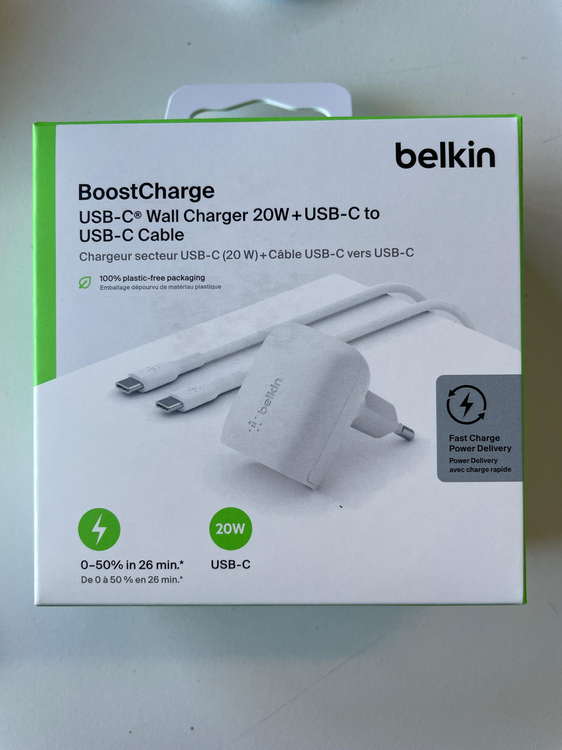 BELKIN BoostCharge 20W USB-C PD Charger with USB-C Cable